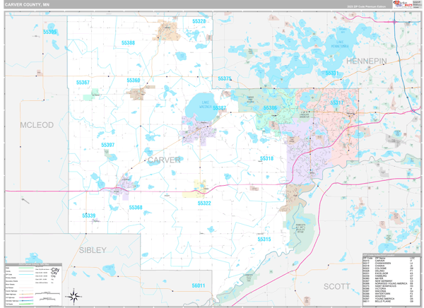 Carver County, MN Wall Map
