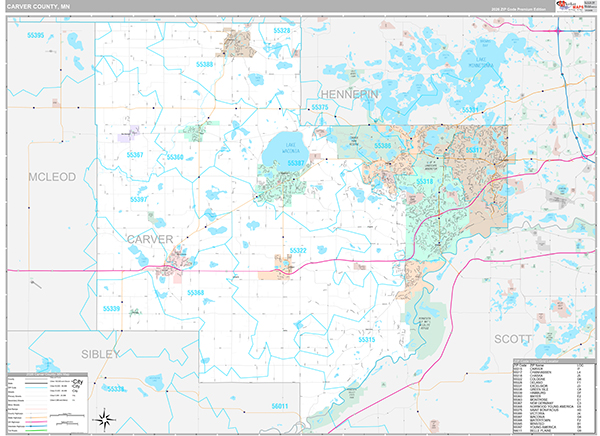 Carver County, MN Zip Code Map