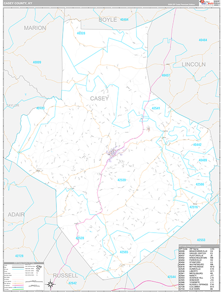 Casey County, KY Wall Map
