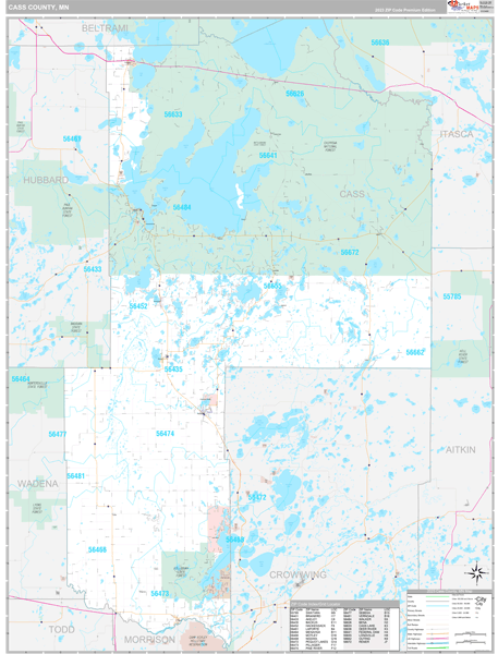 Cass County, MN Wall Map Premium Style