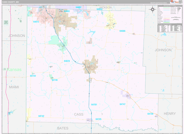 Cass County, MO Wall Map