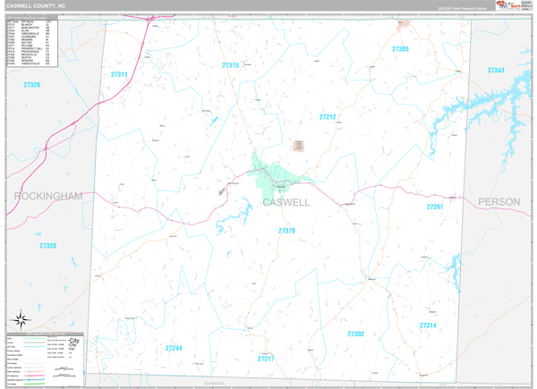 Caswell County, NC Zip Code Map