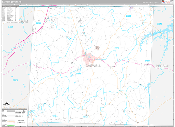 Caswell County, NC Wall Map