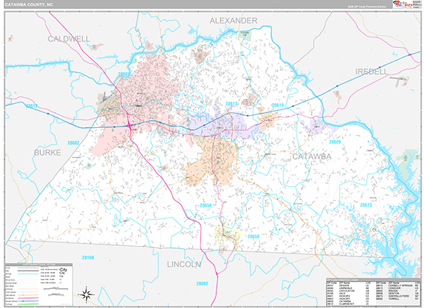 Catawba County, NC Wall Map