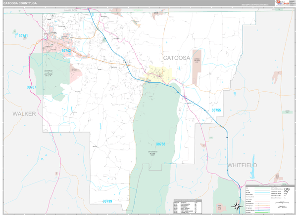 Catoosa County Wall Map Premium Style