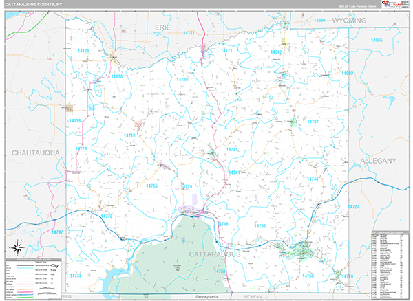 Cattaraugus County, NY Zip Code Map