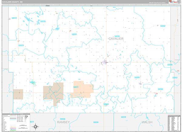 Cavalier County, ND Wall Map