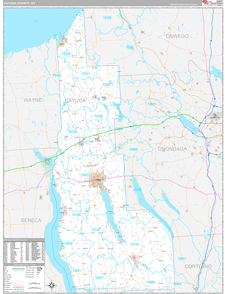 Cayuga County, NY Zip Code Map