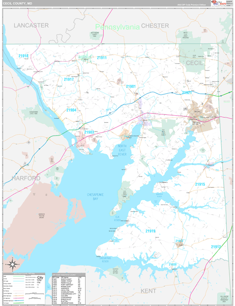 Cecil County, MD Wall Map
