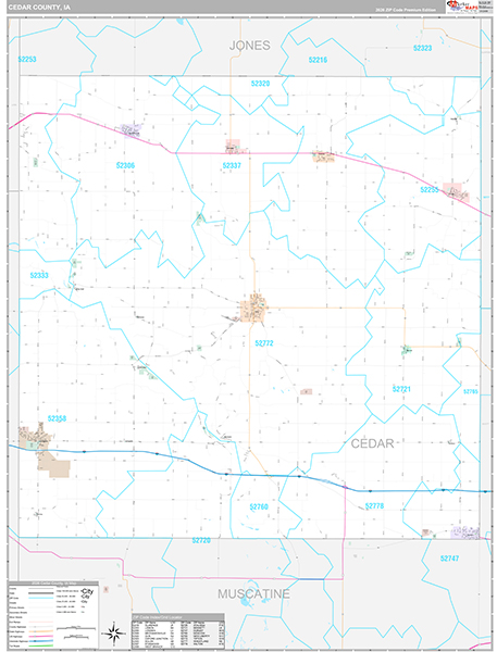 Cedar County, IA Wall Map