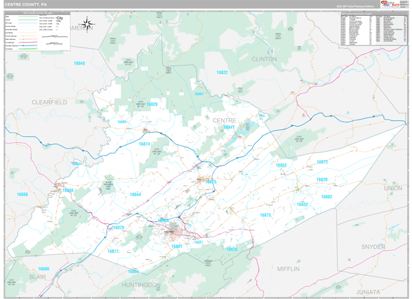 Centre County Digital Map Premium Style