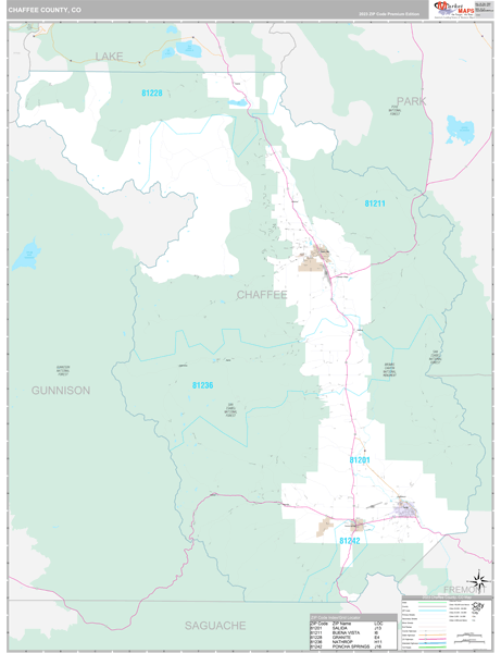 Chaffee County, CO Carrier Route Wall Map