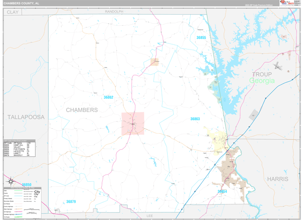 Chambers County Wall Map Premium Style