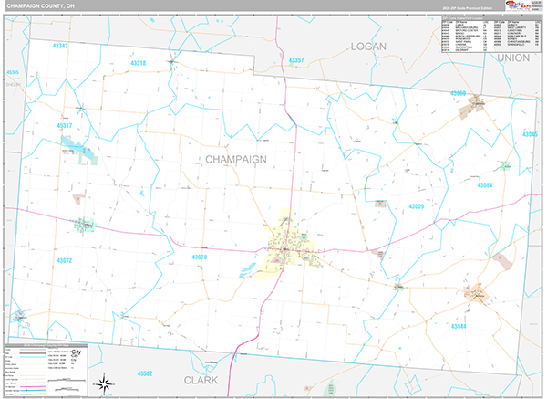 Champaign County, OH Zip Code Map