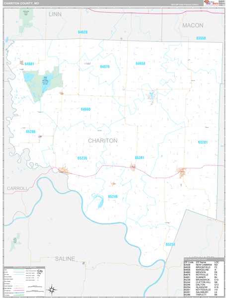 Chariton County, MO Wall Map Premium Style