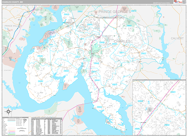 Charles County, MD Zip Code Map