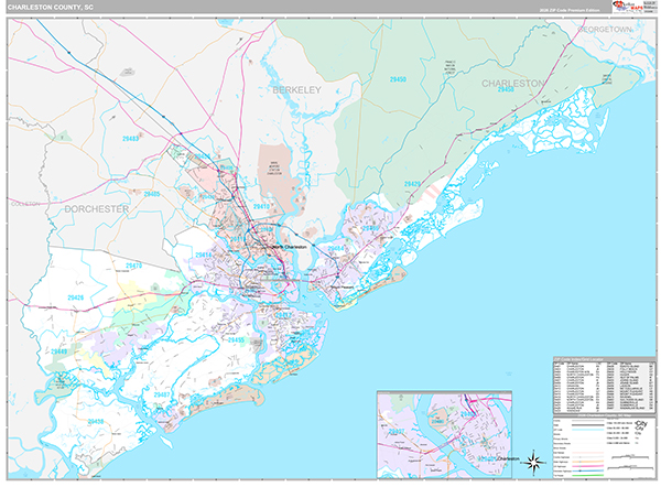 Charleston County, SC Wall Map
