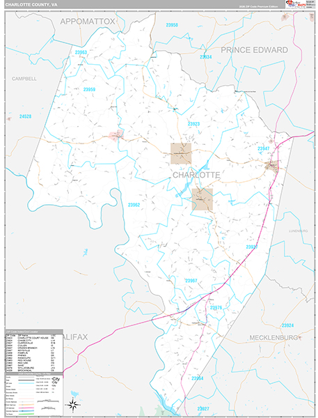 Charlotte County, VA Wall Map