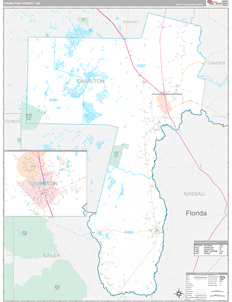 Charlton County, GA Zip Code Map