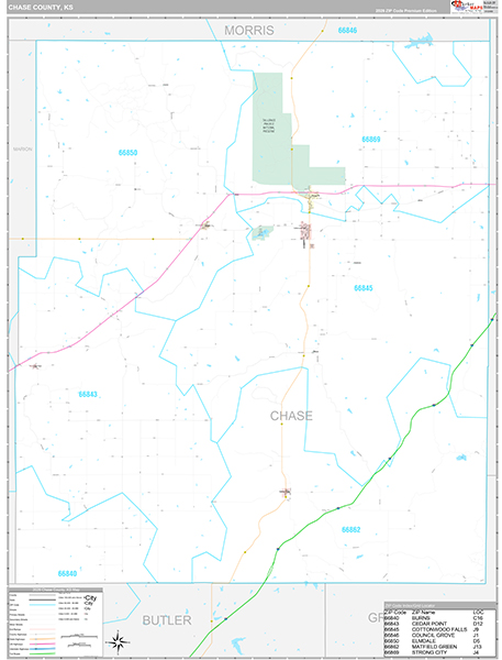 Chase County, KS Wall Map