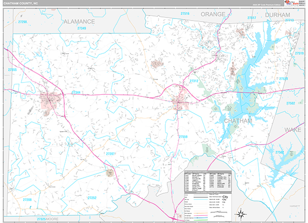 Chatham County, NC Wall Map