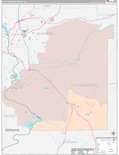 Chattahoochee County, GA Zip Code Map