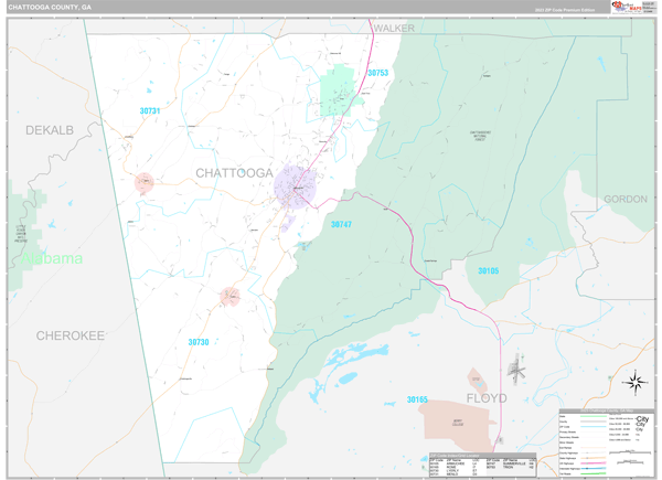 Chattooga County, GA Wall Map