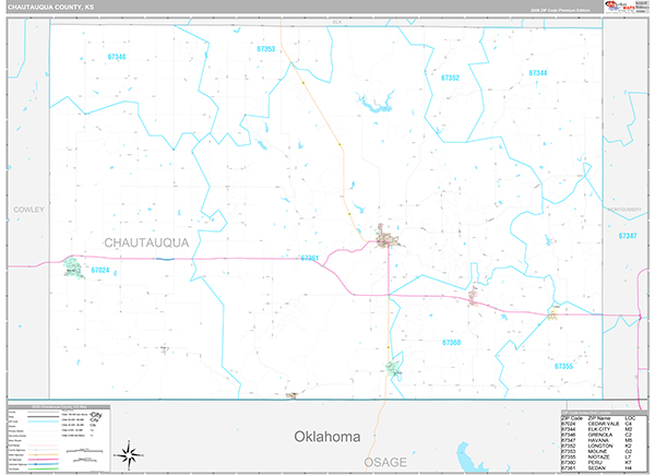 Chautauqua County, KS Wall Map