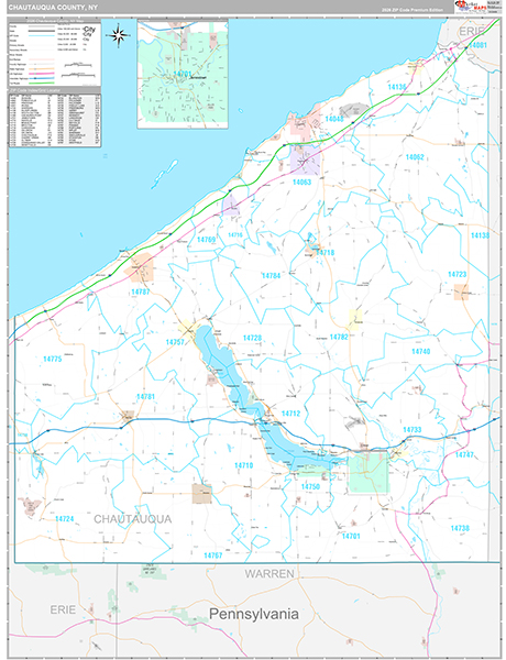 Chautauqua County, NY Zip Code Map