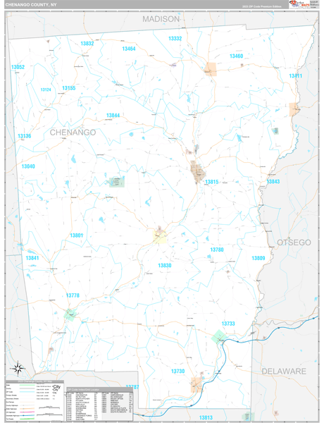 Chenango County, NY Wall Map