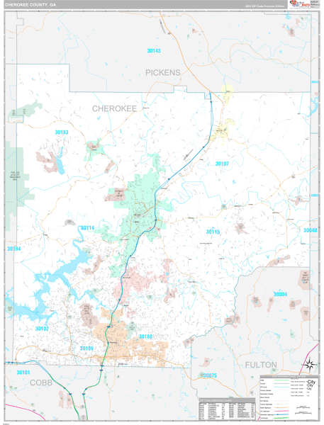 Cherokee County, GA Wall Map