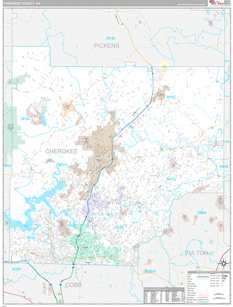 Cherokee County, GA Zip Code Map
