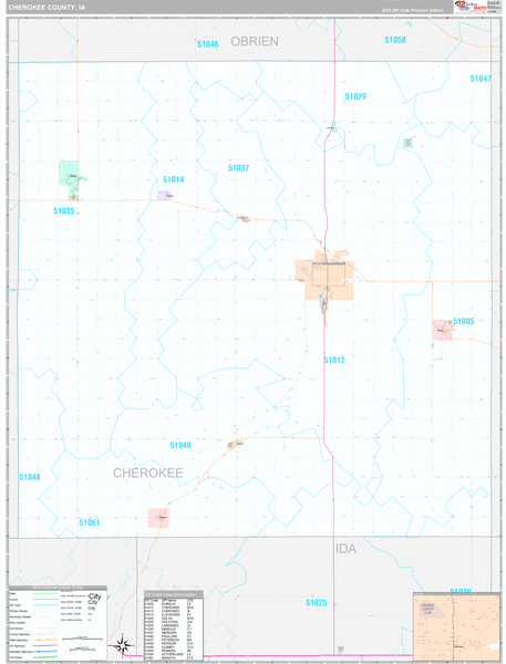 Cherokee County, IA Wall Map Premium Style