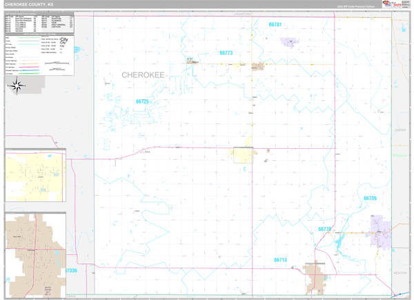 Cherokee County, KS Wall Map Premium Style