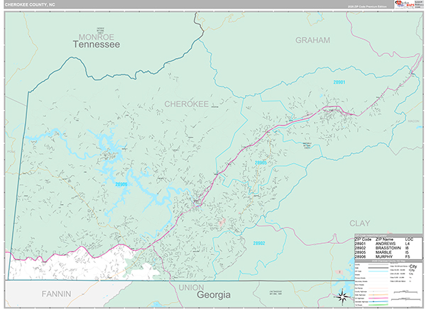 Cherokee County, NC Wall Map