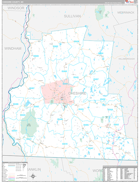 Cheshire County, NH Zip Code Map