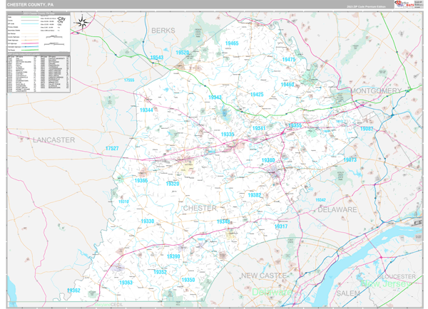 Chester County, PA Wall Map