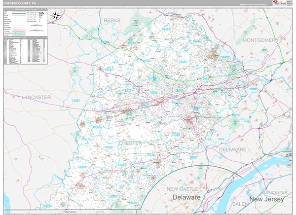 Chester County, PA Wall Map