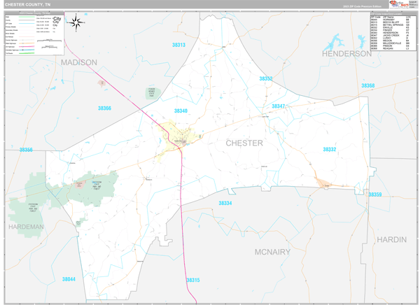 Chester County, TN Zip Code Map