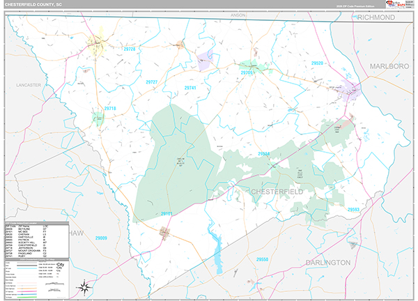 Chesterfield County, SC Wall Map