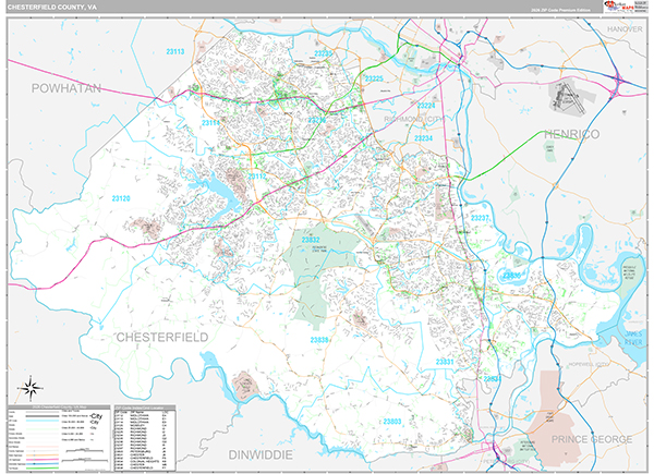 Chesterfield County, VA Wall Map