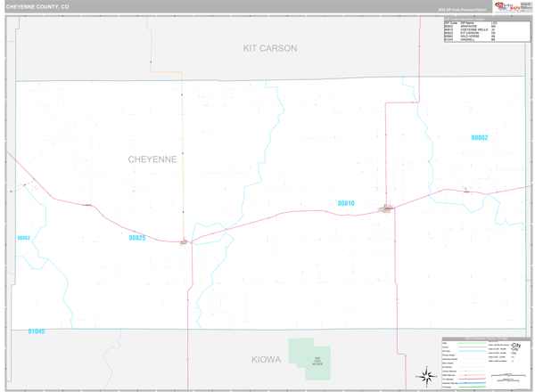 Cheyenne County, CO Carrier Route Wall Map