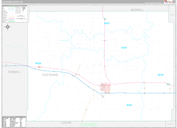 Cheyenne County, NE Zip Code Map