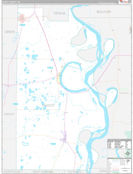 Chicot County Digital Map Premium Style