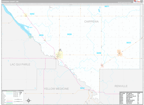Chippewa County, MN Wall Map Premium Style