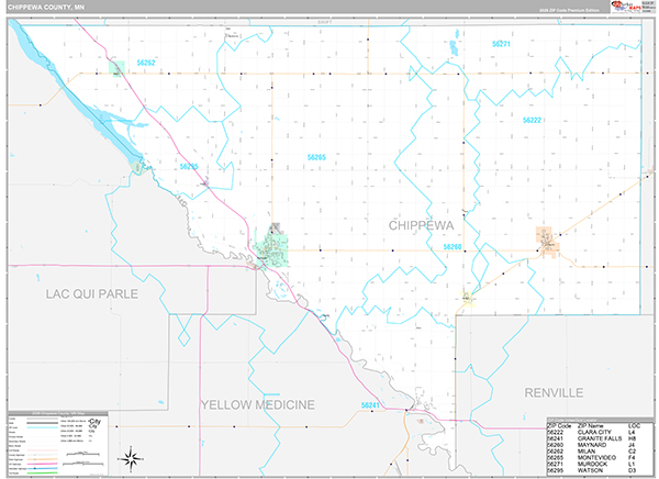Chippewa County, MN Wall Map