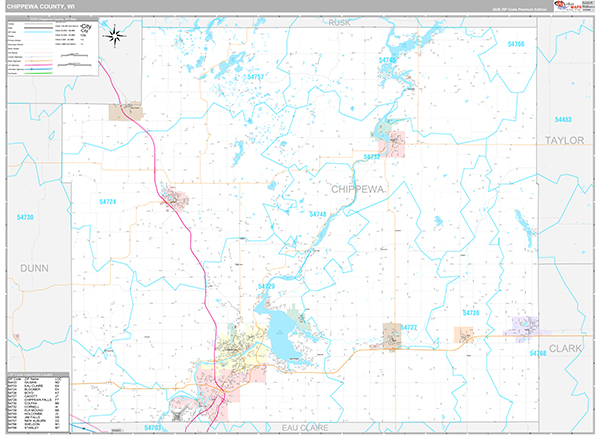 Chippewa County, WI Wall Map