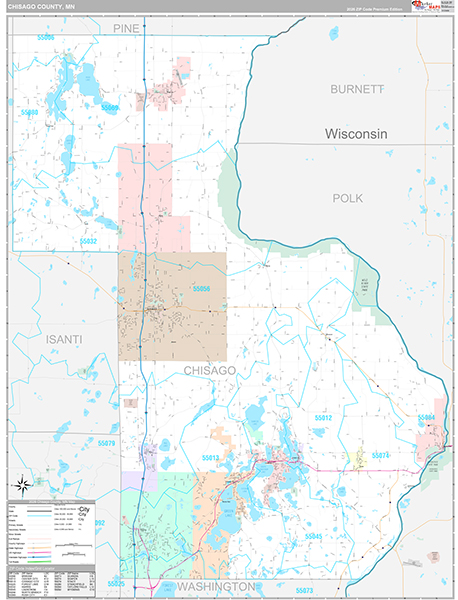Chisago County, MN Wall Map
