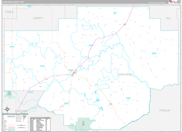 Chouteau County, MT Wall Map
