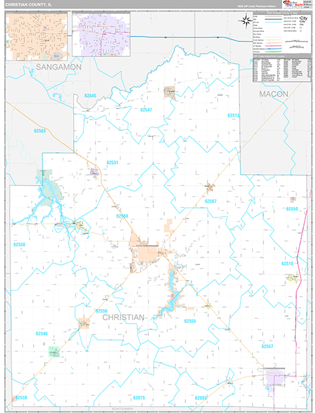 Christian County, IL Zip Code Map